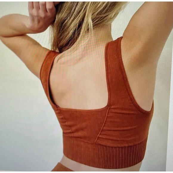 Free People FP Movement Sports Bra Wide Strap Crop Top Size XS/S Brown - Picture 2 of 15